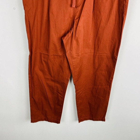 New LOFT Womans Sz XL Paperbag High Waist Pants Orange Relaxed Fit Crop NWT - Picture 4 of 8